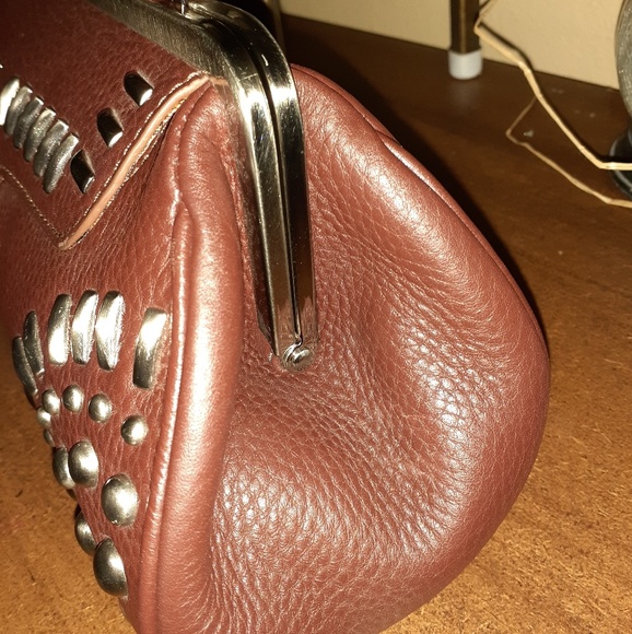 Maxximum Brown Satchel - leather-stud detail - Picture 3 of 8